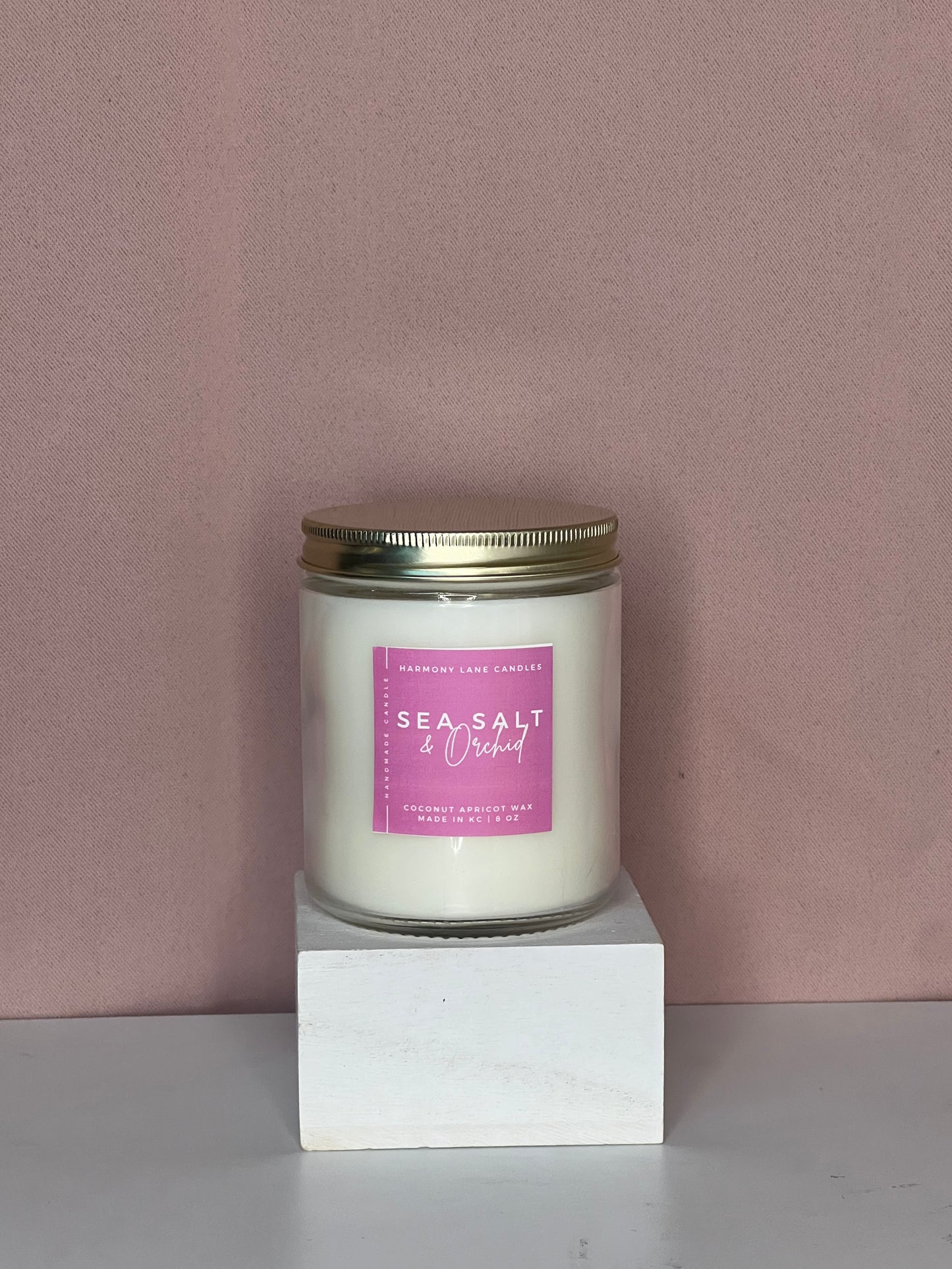 8 oz Sea Salt and Orchid Scented Candle