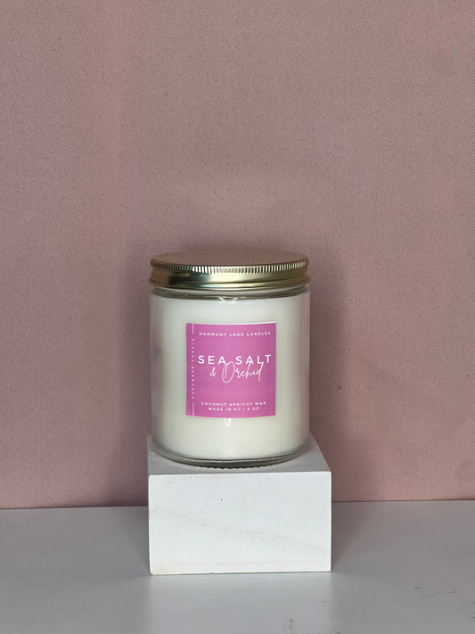8 oz Sea Salt and Orchid Scented Candle