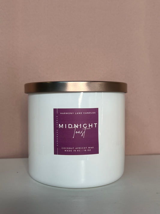 18 oz double wicked Midnight Toast Scented Candle