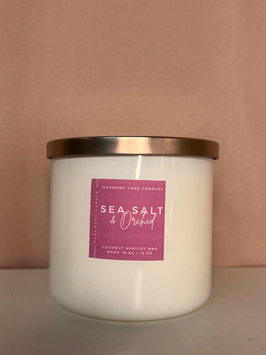 18 oz double wicked Sea Salt and Orchid Scented Candle