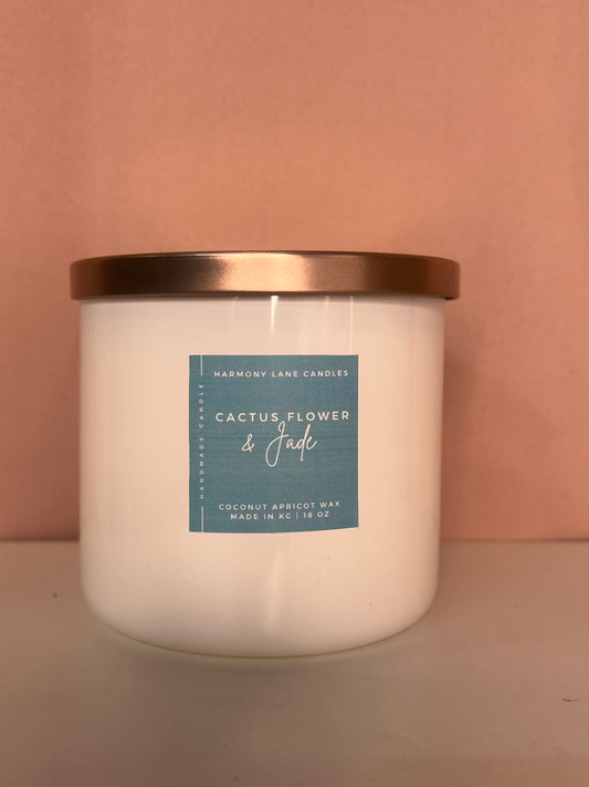 18 oz double wicked Cactus Flower & Jade Scented Candle