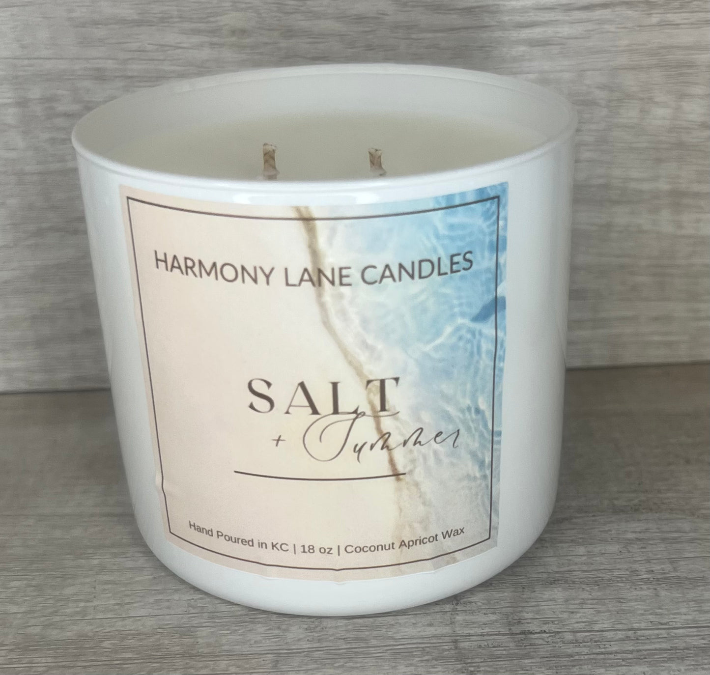 18 oz Salt + Summer Scented Double Wicked Candle