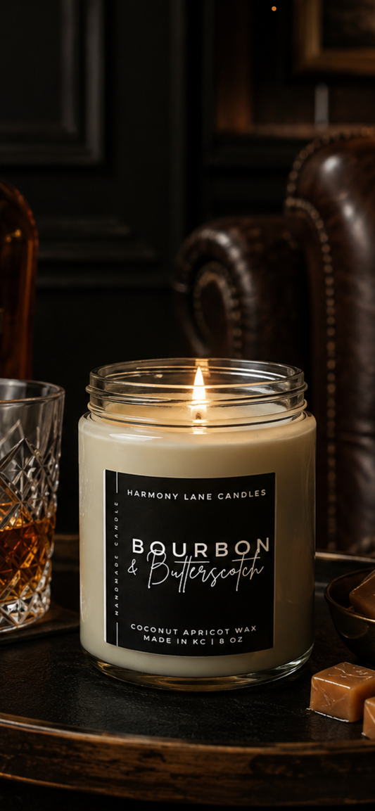 8 oz Bourbon & Butterscotch Scented Candle