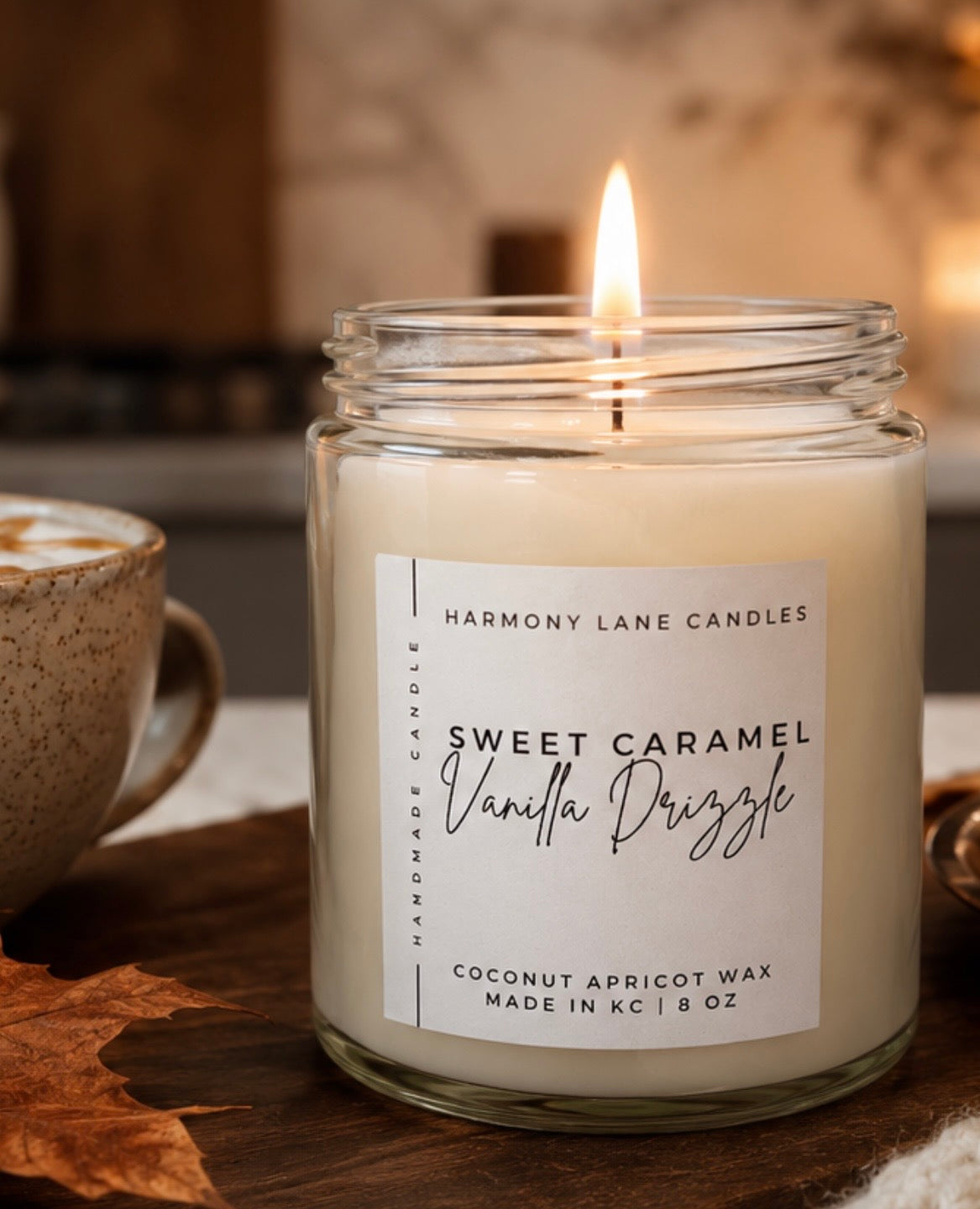 8 oz Sweet Caramel Vanilla Drizzle Scented Candle