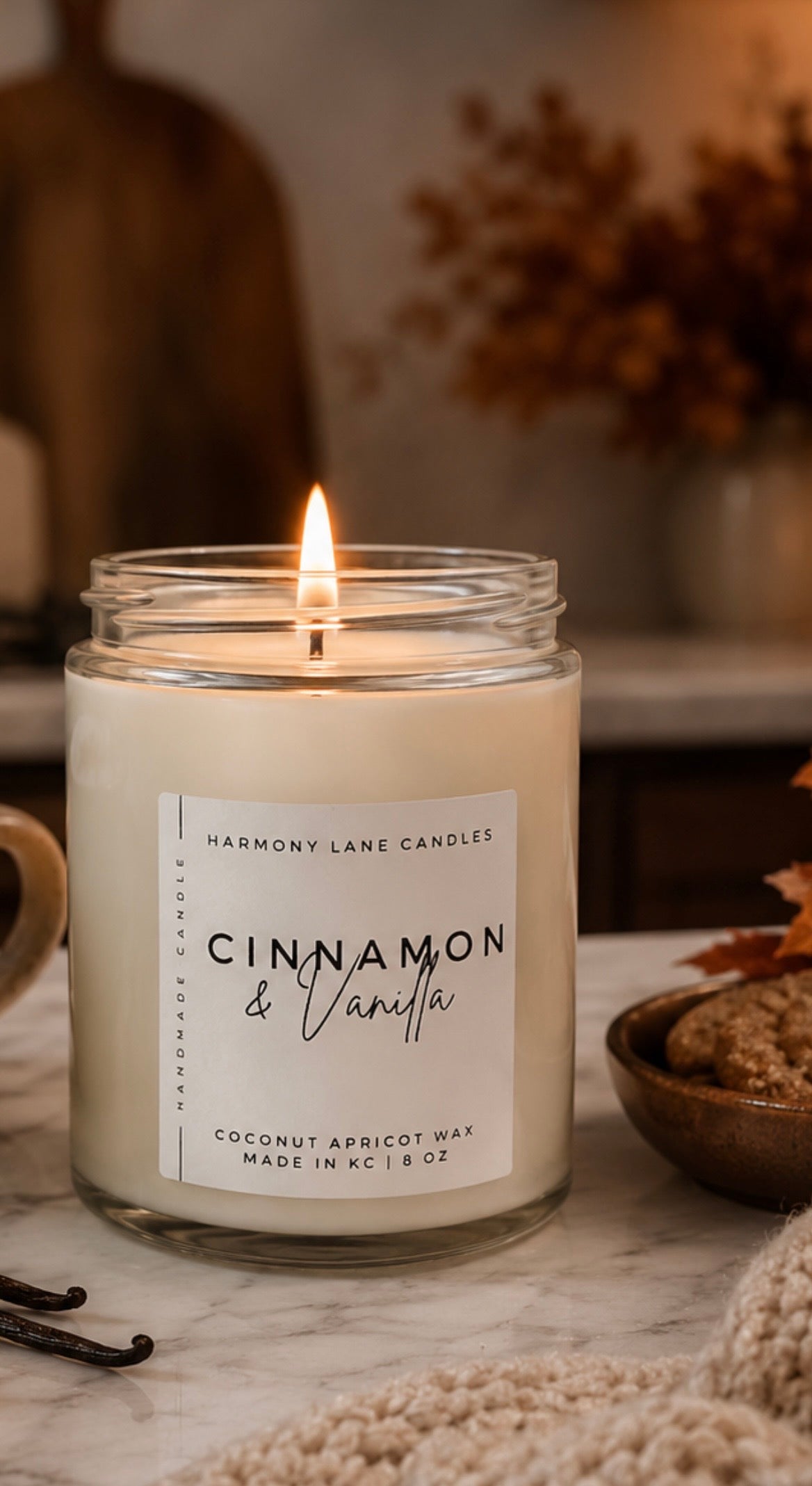 8 oz Cinnamon & Vanilla Scented Candle