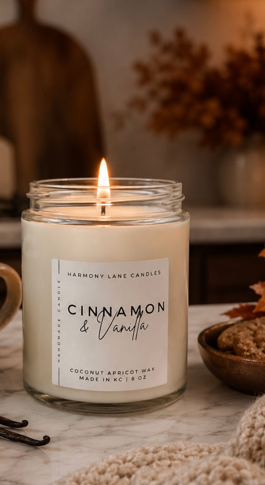 8 oz Cinnamon & Vanilla Scented Candle