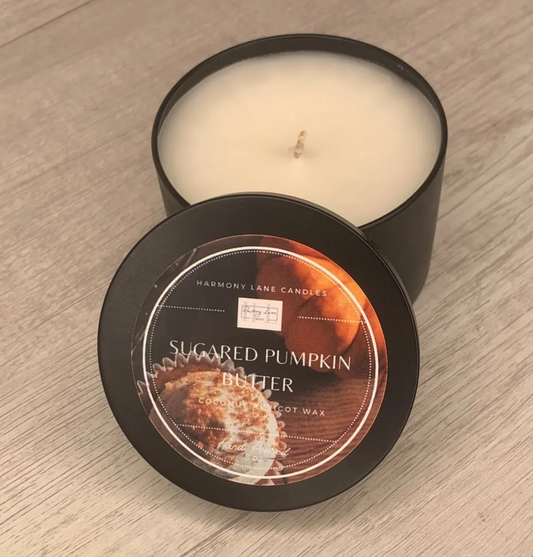 8 oz Sugared Pumpkin Butter Scented Tin Candle