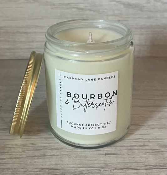 8 oz Bourbon & Butterscotch Scented Candle
